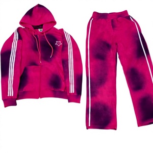 Unisex Custom <b>Tie</b> <b>Dye</b> Tracksuit <b>Set</b> Zip Up Hoodie and Jogger Pants Oversized Streetwear Wholesale Fashion Sportswear - Product Image 1