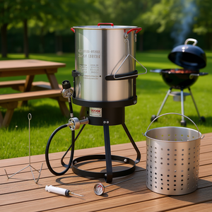 Friteuse à gaz propane en aluminium de 30 litres pour dinde, avec panier perforé, kit de cuisson extérieur pour volailles - Product Image 2