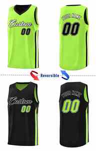 jersey basket pria custom hitam neon hijau dua sisi setelan 61 - Product Image 3