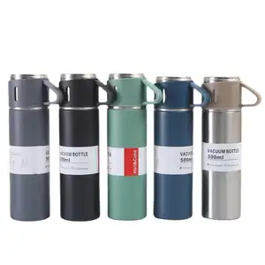 2023 Popular Business Promotional Coffee Travel Mugs One Water Bottle 2 Cups Stainless Steel Thermal Vacuum Flask Gift Sets
