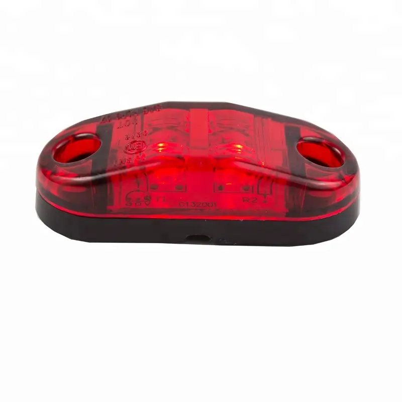 Luzes de marcação laterais para caminhões com LED vermelho oval de 2,5 polegadas