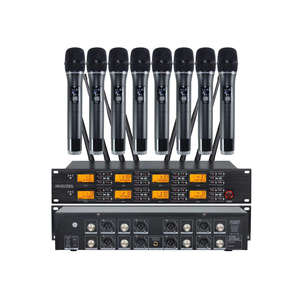 Профессиональная система УВЧ, беспроводной микрофон, 8 каналов