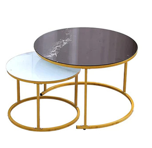 Tables gigognes modernes avec dessus en marbre, cadre en fer, table d'appoint à faible encombrement pour salon hôpital salle de bain école, vente à chaud - Product Image 1