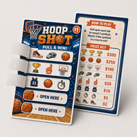 Tarjeta de Raspar con Temática de Baloncesto, Personalizada con Logotipo a Color, Impresión a Doble Cara, 5 Ventanas, con Sistema de Desprendimiento Instantáneo
