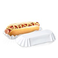 Emballage jetable 6 ''Nourriture Rectangulaire Blanc Cannelé Sandwiches Hamburgers Papier Hot Dog Plateau Maïs Chien Boîte À Emporter Corndog Box