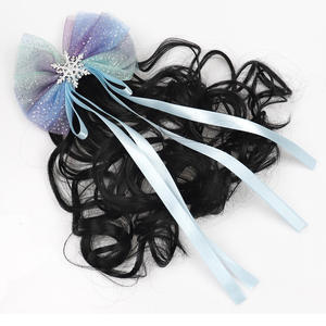 Perruque Enfant Nœud Papillon Tressé Accessoires <span class=keywords><strong>Cheveux</strong></span> Petite Fille <span class=keywords><strong>Princesse</strong></span> Coiffure Queue de Cheval Bouclée pour Enfants et Bébés - Product Image 3