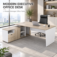Bureau de direction moderne avec chaise, bureau informatique de direction, table de patron, table de bureau de manager, ensemble de mobilier de bureau en bois