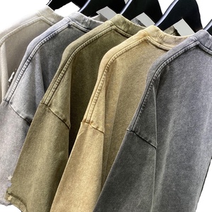 Cổ Điển 230gsm Bông Thả Vai Tùy Chỉnh T Áo Sơ Mi Nặng Boxy Cộng Với Kích Thước Rửa Quá Khổ Trống Người Đàn Ông Của T-Shirts Cho Nam Giới - Product Image 2