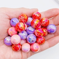 Saint Valentin 16mm coloré rond UV AB brillant acrylique solide impression perles d'amour pour gros collier perles stylo bijoux