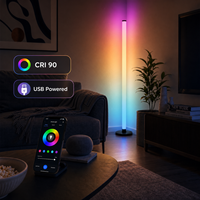 Lámpara de Pie RGBW con Control por Aplicación Inteligente, Iluminación Ambiental DIY para Sala de Juegos, Decoración de Estilo Nórdico, Moderna y Decorativa con Control Remoto Multicolor