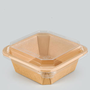 Conteneur à salade carré en papier jetable écologique de 500 ml, boîte à emporter octogonale en papier kraft blanc - Product Image 2