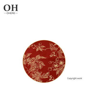 Commercio all'ingrosso Cinese rosso canarino modello da tavola ristorante oro rosso filo di disegno di cerimonia nuziale decorazione della tavola piatti piatto caricabatterie - Product Image 4