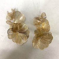 RE6382 Boucles d'oreilles pendantes fleur romantique pour enfants, bijoux de mariage bohèmes de luxe en alliage