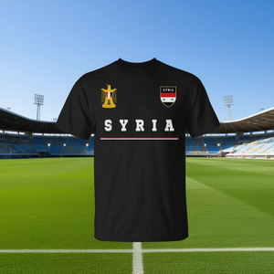 Camiseta de Fútbol de Siria Negra para Adultos Unisex, Cuello Redondo, Manga Corta, Impresión Serigráfica, Ropa Deportiva - Product Image 3