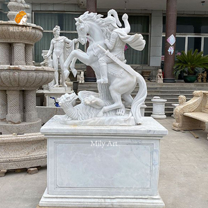 Statue de Saint George en marbre blanc grandeur nature, sculptée à la main, style religieux, pour l'extérieur, église, parc - Product Image 5