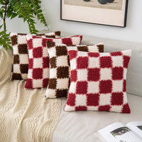 Funda de cojín de piel sintética de cuadros de búhos para el hogar, funda de almohada suave y esponjosa para sofá, cama, personalizada