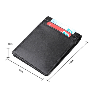 Cartera delgada de cuero de vaca genuino negro con bloqueo RFID para hombre, tarjetero de foto de identificación Retro Vintage, billeteras minimalistas con <span class=keywords><strong>Clip</strong></span> para dinero - Product Image 6