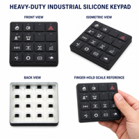 Clavier de commande en silicone noir pour excavatrice, boutons en caoutchouc de silicone personnalisés pour machines