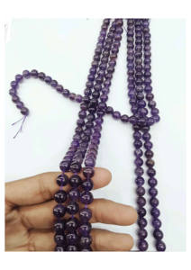 Cuentas Sueltas de Amatista Púrpura Intensa Natural Genuina, Forma Redonda, Ágata Mirani de Rajasthan, Tema Amor - Product Image 2