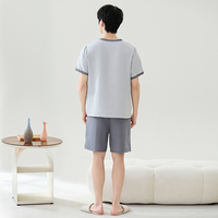 Ensemble de pyjama décontracté pour homme, manches courtes, imprimé, 100% polyester, tricoté, respirant, vêtements de détente
