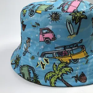 OEM Recycled RPET Polyester Fabric Unisex Adults Waterproof Fisherman Cap Custom All Over Print Penguin Kids Animal Bucket Hat