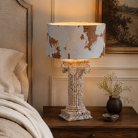 Lampe de table WeiVibe Tall Tiramisu en travertin avec abat-jour en pierre naturelle E27, lumière décorative pour chambre d'hôtel et salon