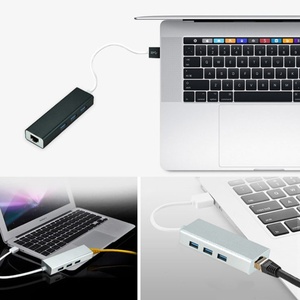 4 in 1 USB 3.0 - 1000M RJ45 LAN イーサネットハブ (Matebook ノートブック ラップトップ コンピュータ用) - Product Image 4