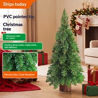 Mini arbre de Noël vert pointu en PVC avec base en bois massif En stock ; 45/60/75 cm Arbre de Noël artificiel Décoration de table d'intérieur