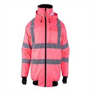 Custom Sport <b>Waterproof</b> Silk Fabric ANSI Class 2 Winter Safety Vest Reflective High Visibility <b>pink</b> Customized Logo <b>Jacket</b> - Product Image 3