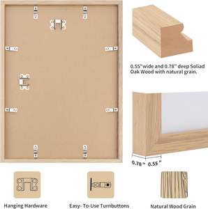 Marco de fotos de roble macizo natural Marco de fotos de madera clásico Exhibición colgante de pared Decoración para el hogar 21x30 30x40 40x50 50x70 cm - Product Image 2