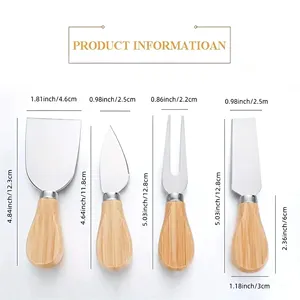 Ensemble de 4 couteaux à fromage en acier inoxydable, outils de cuisine, mini spatule à gâteau, épandeur à beurre, couverts pour la cuisine occidentale - Product Image 2