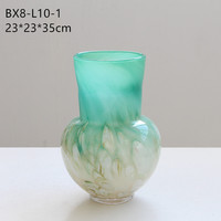 Vase à fleurs en verre, dégradé bleu-vert, corps rond, col étroit, pour arrangement floral à domicile, décoration, vente en gros