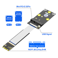 Adaptador M.2 Key B/M/B+M Mini PCI-E, Tarjeta de Red WiFi para Escritorio, Compatible con M2 Mini PCI Express