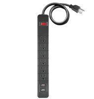 Multiprise 6 prises avec protection contre les surtensions, 2 ports USB, interrupteur de protection contre les surcharges, rallonge PDU, prise de courant de bureau