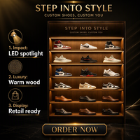 Vitrine Murale Modulaire LED Sur Mesure pour Chaussures, Présentoir Lumineux pour Baskets pour Magasin de Boutique - MOQ 1 Pièce