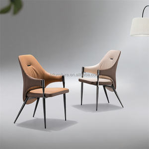 Curved High Backrest Luxury Modern Dining <b>Chair</b> Adjustable & Extendable High Dense <b>Padded</b> Seat Back Vegan Leather Upholstery - Product Image 4