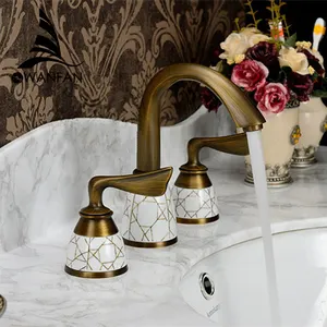 Robinet de lavabo traditionnel à 3 trous, fabriqué en chine, robinet de salle de bains en laiton antique, robinet à 3 trous 338