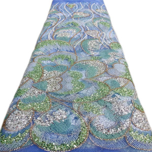 Tessuti in Pizzo con Paillettes e Perline di Alta Qualità Nigeriana, Delicato Pizzo per Abiti <span class=keywords><strong>da</strong></span> <span class=keywords><strong>Sposa</strong></span> e <span class=keywords><strong>da</strong></span> Cerimonia - Product Image 1