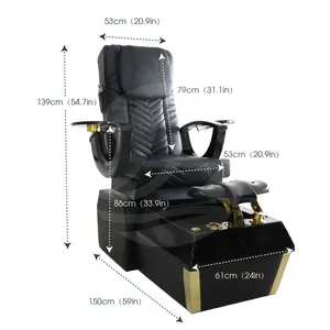 Kursi manikur hitam Remote Control, peralatan Salon Spa kuku mewah kursi pijat pedikur