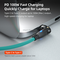 Câble magnétique USB-C 9 broches 100W | Tête de rotation 540 3 en 1 Type C 5A Cordon de chargeur de téléphone à charge rapide 3.3ft 5.9ft
