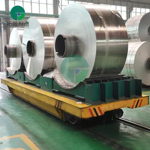 Shipyard steel factory electrical cable reel coil transfer carts on railway