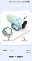 Gobelet isotherme cylindrique en acier inoxydable 304 de 40 oz avec poignée et bouchon à paille, grande capacité pour le bureau et l'extérieur