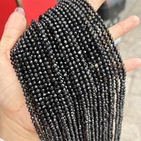 HUI RUI Perles en pierre précieuse de tourmaline noire naturelle, 2mm 3mm 4mm, coupées, en fil, pour la fabrication de bijoux