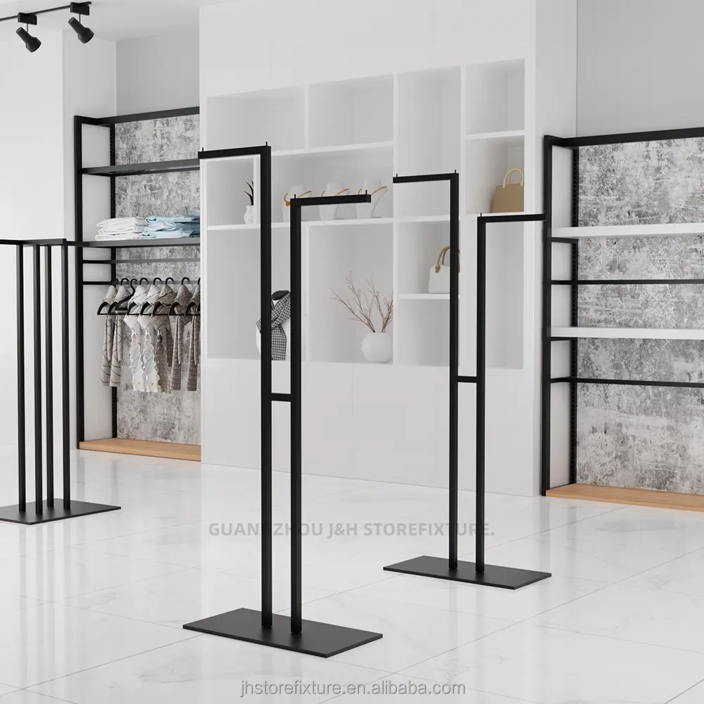 black men's steel clothing store display rack display shelves for fashion shop men clothing garment display stand