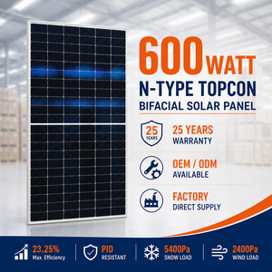 Panneau Solaire Bifacial Type N 620 Watt <span class=keywords><strong>610</strong></span> Watt 600 Watt Modules Photovoltaïques Bifaciaux Demi-Coupés Panneaux Solaires - Product Image 1