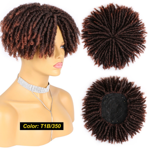 Precio barato máquina de <span class=keywords><strong>pelo</strong></span> sintético hueco africano rastas tupé rastas pelucas para hombres tupé pelucas rizadas cortas - Product Image 3