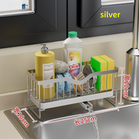 Porte éponge cuisine salle de bain évier organisateur support en acier inoxydable détachable suspendu robinet égouttoir avec bac d'égouttement