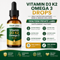 Complément alimentaire liquide OEM, gouttes de vitamines, vitamine D3 K2, huile MCT oméga 3