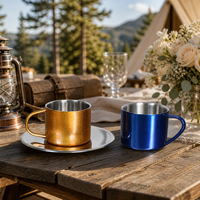 Tasse à espresso thermique de 65 ml avec poignée, tasse en métal incassable, personnalisation couleur Pantone sur mesure pour la vente en gros