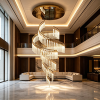 Lustre en cristal LED en spirale moderne de luxe, luminaire suspendu au plafond pour hall d'hôtel et salon